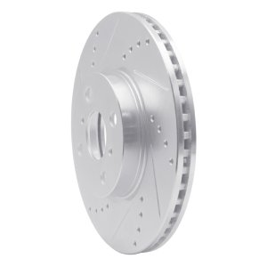 Toyota Yaris Brake Rotor (1) - Front Left - R1 Concepts - Drilled & Slotted - Silver - `12-`18